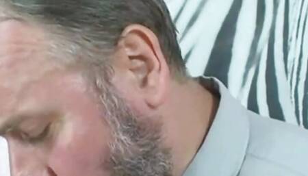 Horny threeway with teen and old man