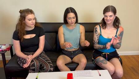 A group of horny friends enjoy a sex toy after a strip game