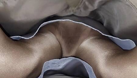 Looking up my office skirt and satin half slip