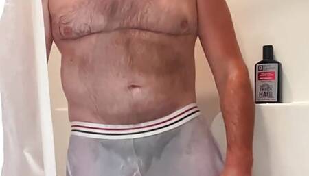 Daddy Getting Wet in Underwear