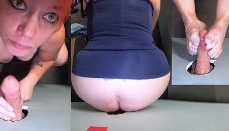 stepmom visits a GLORY HOLE and gets creampied