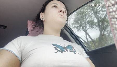 Exhibitionist Public Masturbation While Driving The Car Dakota Marr Hairy Pussy Manual Masturbation