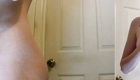 Having fun at my in-laws bathroom while some friends of hubby are next-door