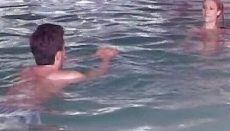 Slutty French teen ass fucked by the pool