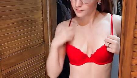 Nerdy cutie FinaFoxy tries on underwear and then gets fucked - MyDirtyHobby