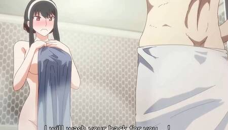 Busty Naked Step Sister Wants To Wash The Back of Stepbro - HENTAI X Family (UNCENSORED)