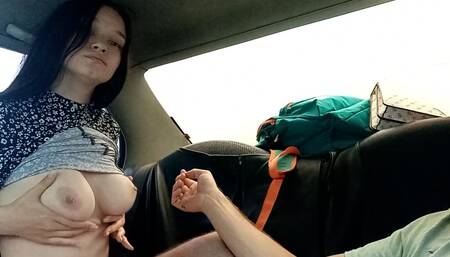 Step sister sucked my dick in car while parents were shopping