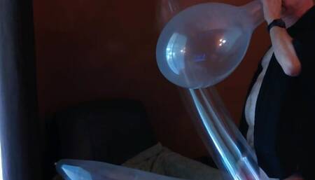 118) Two Long and One Med Round Clear Balloon Jerk and Pop!