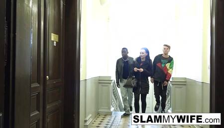 Hot wife gets banged in the ass in front of her man