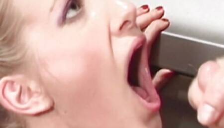 Perfect blonde French teen drinks cum after hot anal