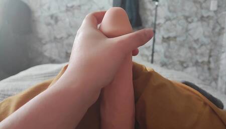 Young amateur  with 22 cm penis masturbating alone in his room