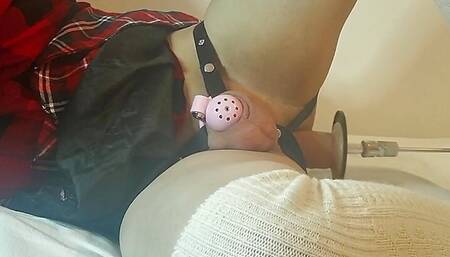 sissy plays with a fuck machine