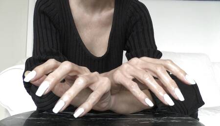 Beautiful Hands - White Long Fingernails