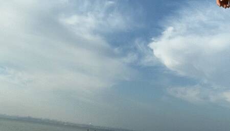 Play with beachball on sea