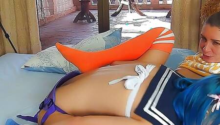 Amazing lesbian strapon fuck and strapon riding till huge squirt cum