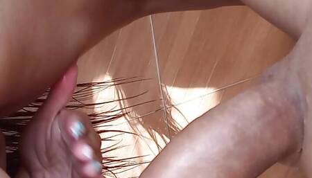 making a golden shower over the big cock of my lover peeing all his cock and balls after deepthroat blowjob and rough riding him