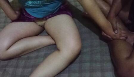 Beautiful woman massages with her husband