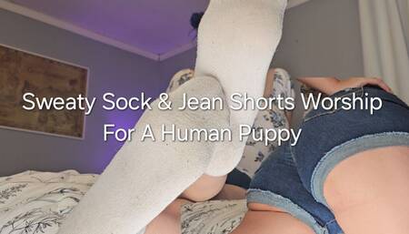 Sweaty Sock and Jean Shorts Worship for a Human Pet: POV Humiliating JOI After a Long Walk