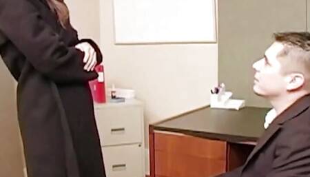 A Stunning Brunette in Sexy Stockings Enjoys Hardcore Fucking with a Guy on the Desk