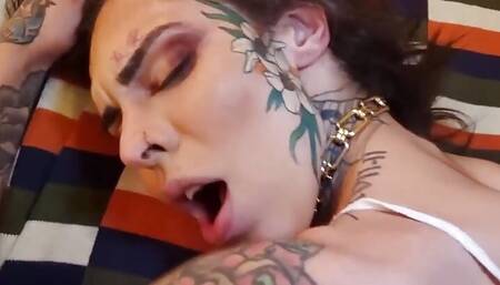 Exotic Tattooed Tgirl Cums When I Jack Her off While Fucking Her Ass
