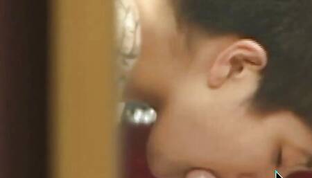 A Trashy Latina Chick Gives a Blowjob to Make Her Fucker Cum Over Her Face