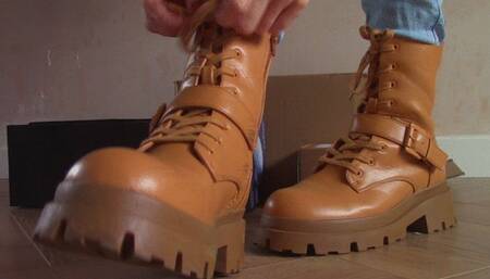 Brown Lace Up Boot Squeeze