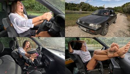 Nastya punishes boyfriend's car with a hard revving