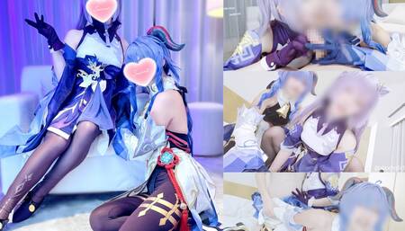 Genshin Impact Keqing Ganyu Cosplaying Threesomes femdom creampie sex & hand job milking.