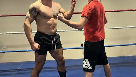 Barefoot Men's Strip Match - Big Muscled Stud v Skinny Guy