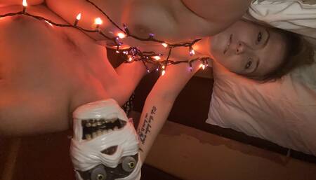 Spooky scary mistaken little slut stepsister on Halloween