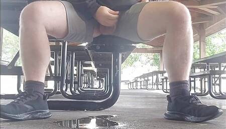 Cum and piss in a very public location.