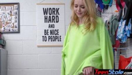 Reluctant teen shoplifter moaning on dirty cops cock