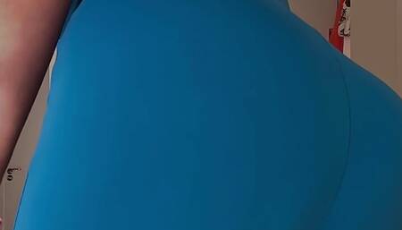 Touching Pussy Thought Blue Yoga Pants