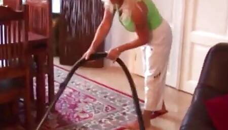 Busty Blonde MILF Having Fun with a Long Dick and a Vacuum Cleaner