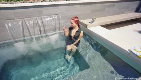 Scarlett Has a Smoke in the Hot Tub While Fully-Clothed