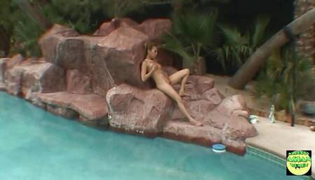 A Skinny Asian Girl Masturbates Outdoors Before Giving a Guy a Sloppy Blowjob