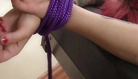 Tattooed temptress getting dominated and vibrated