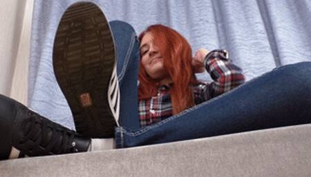 Skinny college girl loves her hairstyle, new pretty shoes, and smartphone, fc092x 1080p only18yo