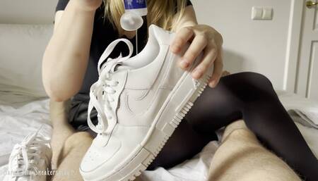 Filled my Nike sneakers with lube - Cum inside them! - 4K