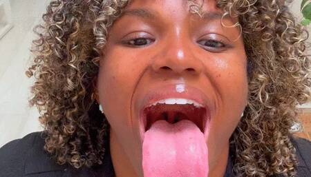 Mouth stuffing with faux cum shot