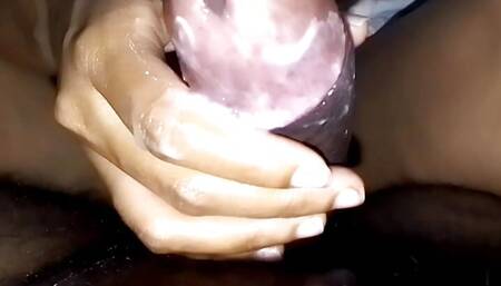 Wife jerk off her Horny husband big black cock.