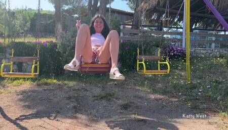 Bad Girl Pissed While Riding the Swing
