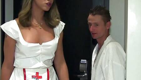 TS Nurse Amanda Fialho Enjoys a Bareback Flip Fuck