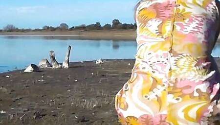 Amateur Latina Flashing Pussy and Ass River Bank