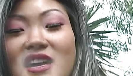 The Slutty Lucy Lee Wears Her Kinky Red Lingerie When Having Her Asian Asshole Stretched