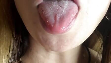 Bright and Hot Brunette Mouth Fetish