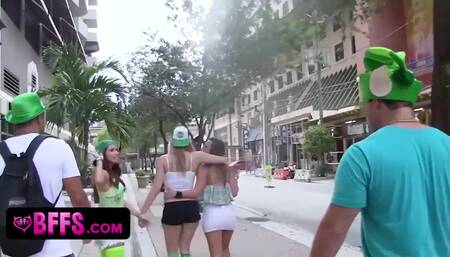 Partying Girls Gets Laid During St Pattys Day