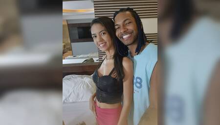 BTS - With a thin Brazilian girl breast big in the bath before recording