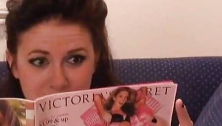 Sexy Babe Reading a Magazine and Posing Her Feet in White Pantyhose