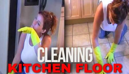 Gloves25 - Amateur MILF Cleaning the Kitchen Floor
